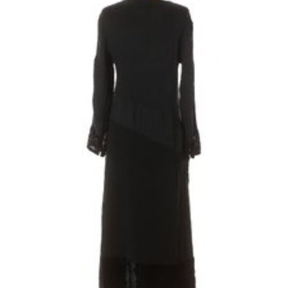 Neil & David Vintage Black Satin Boho patchwork Long Sleeve maxi Slip dress Sz S - Picture 2 of 3